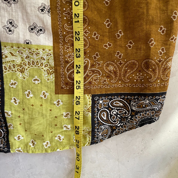 Plus Size Western Boho Bandana Americana Patchwork Button Up Shirt 2X Earth Tone - Picture 6 of 6